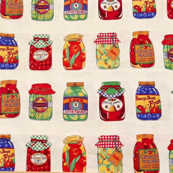 Fruit Jar Fabric Vintage Canned Fruit Fabric Cartoon Fabric Anime Cotton Fabric By The Half Yard