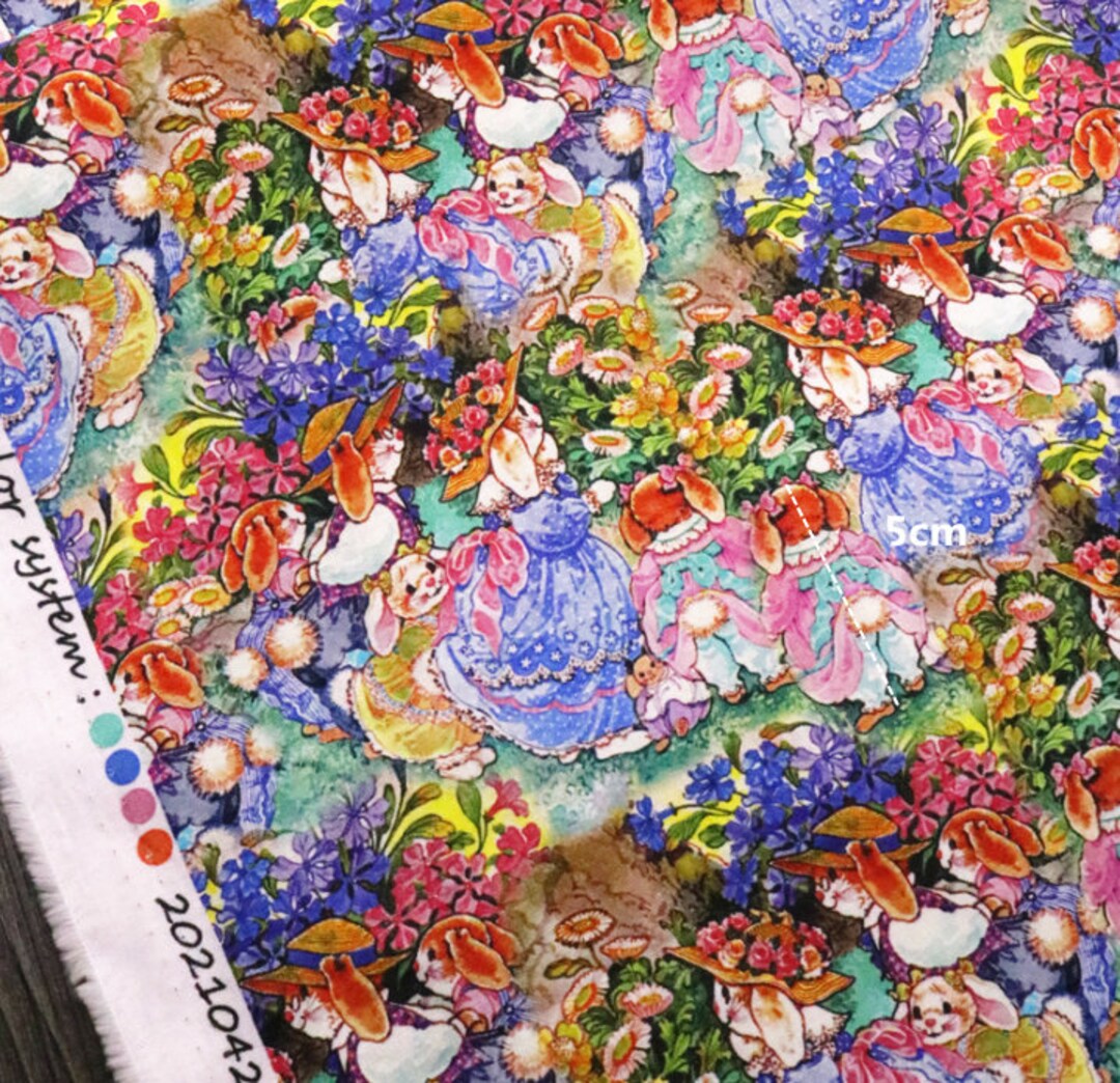 Rabbit Fabric Cartoon Fabric Anime Cotton Fabric by the Half Yard - Etsy