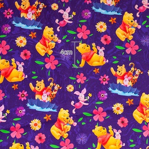 Winnie the Pooh Fabric Pooh Bear Fabric Cartoon Fabric Anime Cotton Fabric By The Half Yard