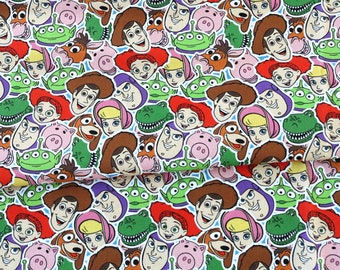 Tela de Toy Story de Disney, tela de Buzz Lightyear, tela de dibujos animados, tela de algodón de anime por media yarda