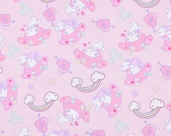 My Melody-stof, katoenen print met kawaii-thema, 100% katoen per meter, verkocht per halve meter.