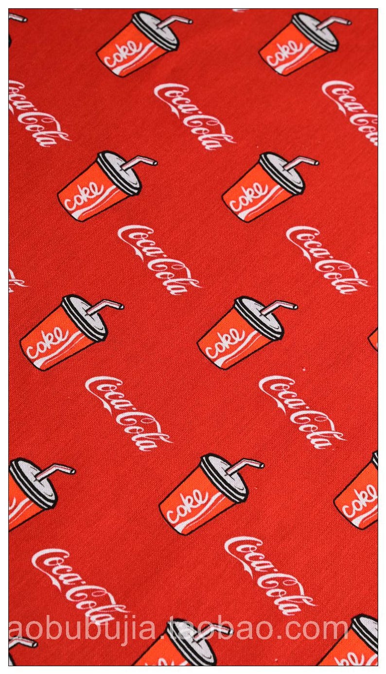 Coca-cola Fabric Red Cola Logo Glass Bottles Fabric Cartoon Fabric ...