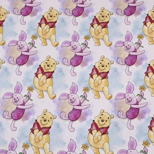 Winnie the Pooh Fabric Pooh Bear and Piglet Fabric Cartoon Fabric Anime Cotton Fabric By The Half Yard