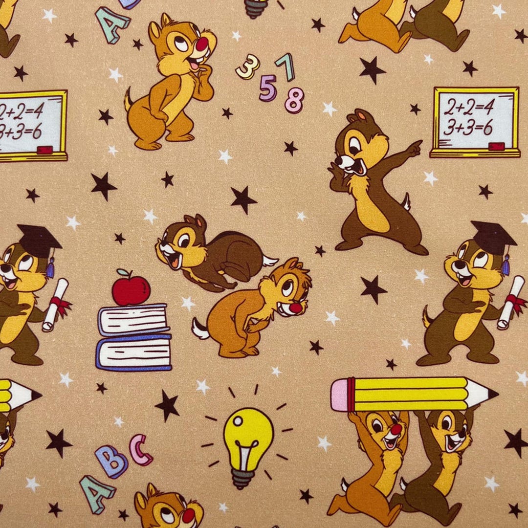 Chip N Dale Fabric, Back to School Fabric, 100% Cotton Yard,, Sold by ...