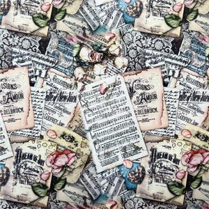 Lace & Sheet music Fabric Musical Rose Fabric Vintage Love song Fabric Nostalgic Harmony Fabric Cartoon Cotton Fabric By The Half Yard