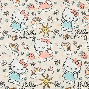 Hello Kitty Fabric Fortune Cat Fabric Lucky Kitty Fabric Cartoon Fabric Anime Cotton Fabric By The Half Yard