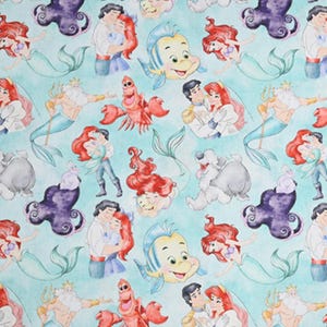 The Little Mermaid Fabric Disney Ariel Fabric Cartoon Fabric Anime Cotton Fabric By The Half Yard