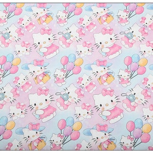 Hello Kitty Fabric Fortune Cat Fabric Lucky Kitty Fabric Cartoon Fabric Anime Cotton Fabric By The Half Yard