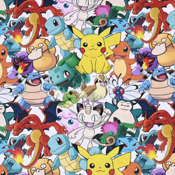 Pokemon Fabric Pikachu Fabric Poket Monster Fabric Cartoon Fabric Anime Cotton Fabric By The Half Yard