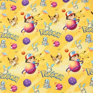 Pokemon Fabric Pikachu Fabric Poket Monster Fabric Cartoon Fabric Anime Cotton Fabric By The Half Yard