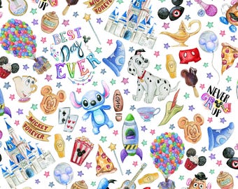 Disney Multi-character Fabric Cartoon Fabric Cotton Fabric By The Half Yard