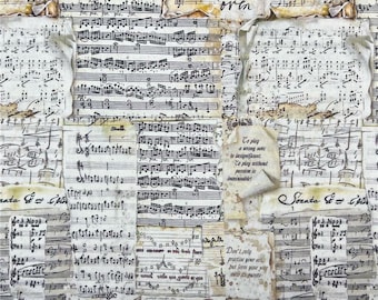 Vintage Sheet Music Fabric Antique Musical Manuscript Fabric Nostalgic Composer’s Note Fabric Cartoon Cotton Fabric By The Half Yard