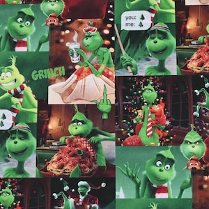 The Grinch Fabric Cartoon Fabric Cotton Fabric By The Half Yard