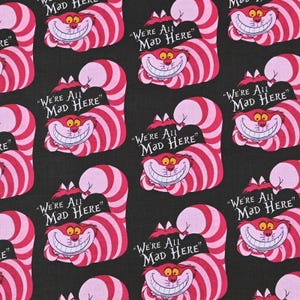 Cheshire Cat Fabric Alice in Wonderland Fabric Cartoon Fabric Anime Cotton Fabric By The Half Yard