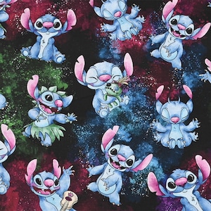 Stitch Fabric Blue Koala Fabric Cartoon Fabric Anime Cotton Fabric By The Half Yard
