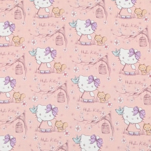 Hello Kitty Fabric Fortune Cat Fabric Lucky Kitty Fabric Cartoon Fabric Anime Cotton Fabric By The Half Yard