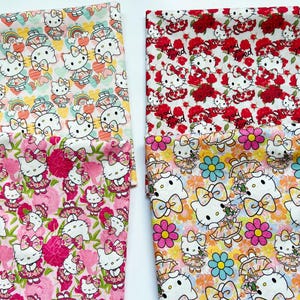 Hello Kitty Fabric Fortune Cat Fabric Lucky Kitty Fabric Cartoon Fabric Anime Cotton Fabric By The Half Yard