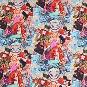 Disney Princess & Fantasy Character Fabric Cartoon Fabric Anime Cotton Fabric By The Half Yard