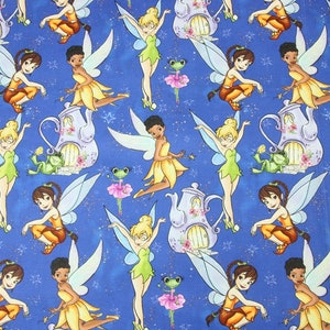 Tinker Bell  Fabric Fairy Peter Pan Fabric Cartoon Fabric Anime Cotton Fabric By The Half Yard