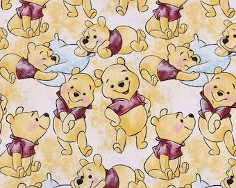 Winnie the Pooh Fabric Pooh Bear Fabric Cartoon Fabric Anime Cotton Fabric By The Half Yard