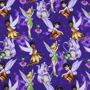 Tinker Bell Fabric Fairy Peter Pan Fabric Cartoon Fabric Anime Cotton Fabric By The Half Yard