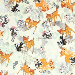 Tissu Disney Bambi & Friends Tissu Lapin Panpan Tissu de dessin animé Tissu en coton animé au demi-mètre