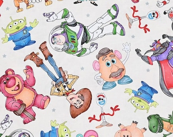 Tela de Toy Story de Disney, tela de Buzz Lightyear, tela de dibujos animados, tela de algodón de anime por media yarda