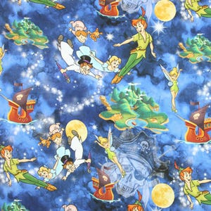 Tinker Bell Fabric Fairy Peter Pan Fabric Cartoon Fabric Anime Cotton Fabric By The Half Yard
