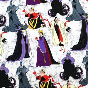 Disney Villains Evil Queen Maleficent Cruella Fabric Cartoon Fabric Anime Cotton Fabric By The Half Yard
