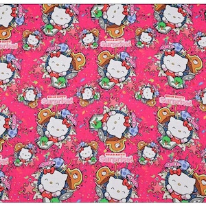 Hello Kitty Fabric Fortune Cat Fabric Lucky Kitty Fabric Cartoon Fabric Anime Cotton Fabric By The Half Yard