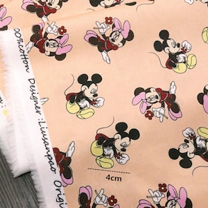 Mickey Minnie Mouse Cartoon Fabric Anime Cotton Fabric By The Half Yard