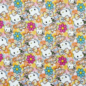 Hello Kitty Fabric Fortune Cat Fabric Lucky Kitty Fabric Cartoon Fabric Anime Cotton Fabric By The Half Yard