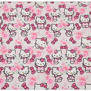 Hello Kitty Fabric Fortune Cat Fabric Lucky Kitty Fabric Cartoon Fabric Anime Cotton Fabric By The Half Yard