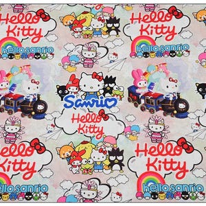 Hello Kitty Fabric Fortune Cat Fabric Lucky Kitty Fabric Cartoon Fabric Anime Cotton Fabric By The Half Yard