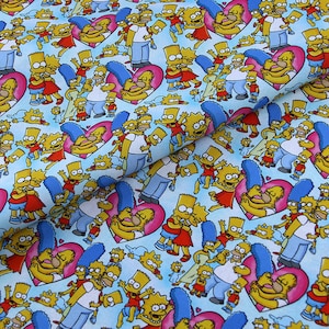 The Simpson Fabric Simpson Family Fabric Cartoon Fabric Anime Cotton Fabric By The Half Yard