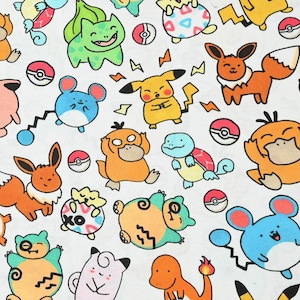 Pokemon Fabric Pikachu Fabric Poket Monster Fabric Cartoon Fabric Anime Cotton Fabric By The Half Yard