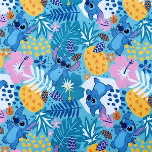 Stitch Fabric Blue Koala Fabric Cartoon Fabric Anime Cotton Fabric By The Half Yard