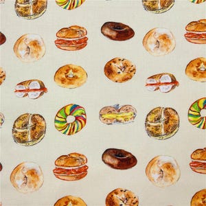 Bakery Theme Fabric Donut Print Fabric Dessert Fabric Kitchen Decor Fabric Cartoon Cotton Fabric By The Half Yard