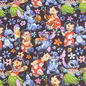 Stitch Fabric Blue Koala Fabric Cartoon Fabric Anime Cotton Fabric By The Half Yard
