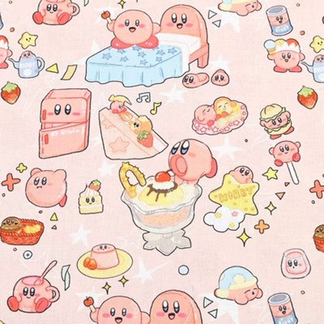 Kirby Fabric Video Game Fabric Food Fabric Cartoon Fabric Anime Cotton