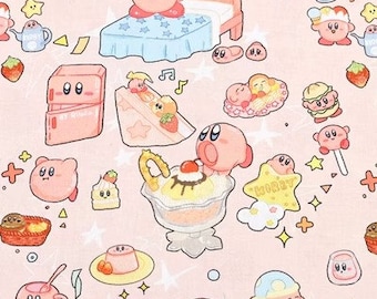 Op de afbeelding: Een roze en witte achtergrond met een patroon van verschillende roze en witte cartoonfiguren. De figuren omvatten een roze figuur met een ster op zijn borst, een roze figuur met een kroon op zijn hoofd en een roze figuur met een hart op zijn borst. Er zijn ook verschillende roze en witte objecten, zoals een roze koelkast, een roze ijscoupe en een roze bed.