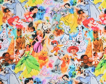 Disney characters Fabric Cartoon Fabric Anime Cotton Fabric By The Half Yard
