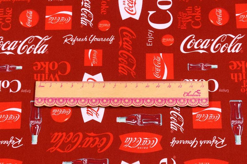 Coca-cola Fabric Red Cola Logo Glass Bottles Fabric Cartoon Fabric ...
