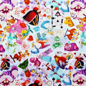 Alice Fabric Alice in Wonderland Fabric Cartoon Fabric Anime Cotton Fabric By The Half Yard