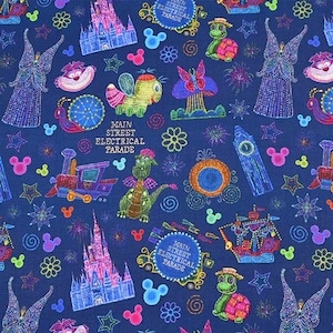 Mickey Minnie Disney Main Street Electrical Parade Fabric Cartoon Fabric Anime Cotton Fabric By The Half Yard