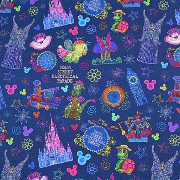 Mickey Minnie Disney Main Street Electrical Parade Fabric Cartoon Fabric Anime Cotton Fabric By The Half Yard