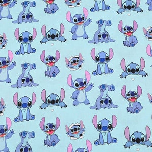 Stitch Fabric Blue Koala Fabric Cartoon Fabric Anime Cotton Fabric By The Half Yard