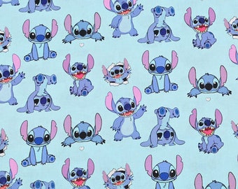 Stitch Fabric Blue Koala Fabric Cartoon Fabric Anime Cotton Fabric By The Half Yard