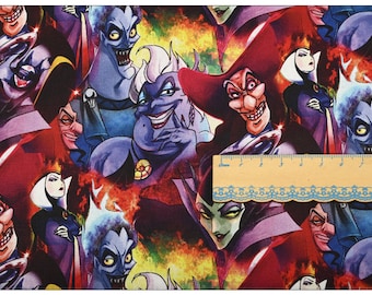 Disney Villains Evil Queen Maleficent Fabric Cartoon Fabric Anime Cotton Fabric By Half Yard