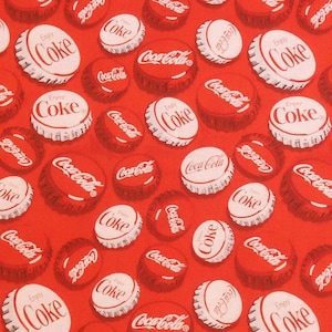 Coca-Cola Fabric Red Cola Logo Glass Bottles Fabric Cartoon Fabric Anime Cotton Fabric By The Half Yard